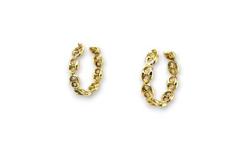 9ct Gold Coffee 20mm Bean Hoop Earrings 2.3g