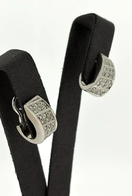 0.74ct Diamond & 18ct White Gold Huggies Style Earrings (17 x 8.2mm) 13.9g