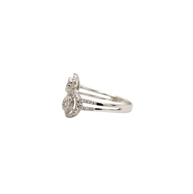 0.70ct Diamond & 18ct White Gold Twist/Halo Ring- 18ct White Gold 3.16g