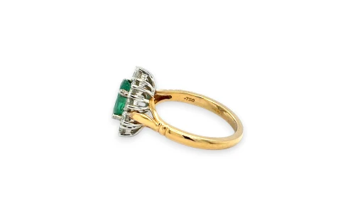 2.80ct Natural Emerald/Diamond Halo Ring -18ct Gold 5.99g
