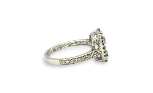 1.05ct Natural Diamond & 9ct White Gold Cluster Solitaire Ring 3.0g