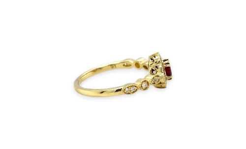 0.66ct Natural Ruby & Diamond Halo Ring 9ct Gold 2.33g