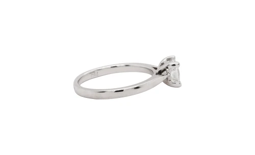 0.90ct Natural Princess Cut Diamond & 18ct White Gold Solitaire Ring 3.1g