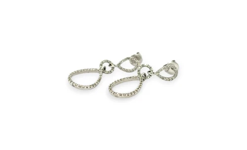 0.45ct Natural Diamond & 18ct White Gold Drop Stud Earrings (34.0 x 11.0mm) 4.5g