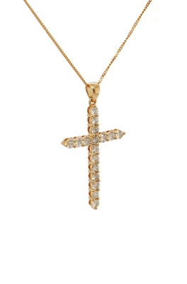 1.22ct Lab Grown Diamond & 9ct Gold Cross Pendant (37 x 20.5mm) 1.86g