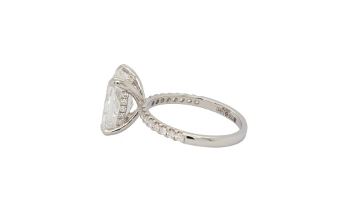 3.32ct Lab Grown Radiant Cut Diamond & Platinum Solitaire Ring (Hidden Halo) 4.47g