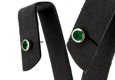 0.84ct Emerald & 9ct White Gold Stud Earrings 1.0g