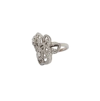 1.00ct Diamond & 18ct White Gold Flower Ring -by CHANEL 7.8g