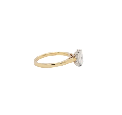 1.13ct Lab Grown Diamond & 18ct Gold Solitaire Ring ( Hidden Halo) 3.5g Size: M