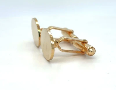 9ct Gold Hinged Oval Cufflinks 18.2mm x 12.7mm - 8.8g