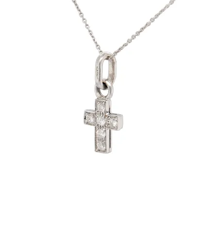 0.20ct Natural Diamond & 18ct White Gold Cross Pendant (19.5 x 8.3mm) 1.3g
