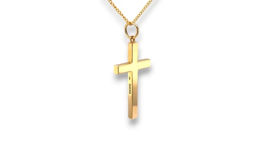 Solid 9ct Gold Cross Pendant (43.5 x 4.0 x 3.3mm) 9.8g
