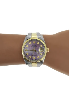 Rolex 34mm Oyster Date 18ct Gold/Stainless Steel Year 1969 AM Diamond Dial