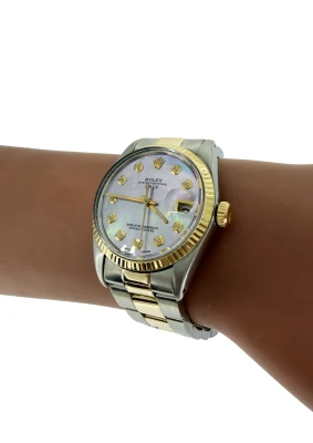 Rolex 34mm Oyster Date 18ct Gold/Stainless Steel Year 1969 AM Diamond Dial