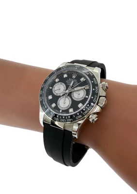 Rolex 40mm Daytona Cosmograph- Diamond Dial - 18ct White Gold & Oyster Flex Strap (2023 Box & Papers) Model: 126519LN