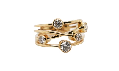 0.70ct Lab Grown Diamond & 9ct Gold 4 Tier Dress Ring -5.78g