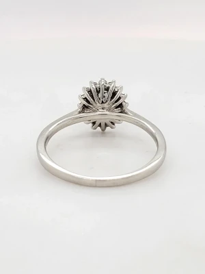 1.00ct Aquamarine & 0.16ct Diamond - Platinum Halo Ring 3.5g