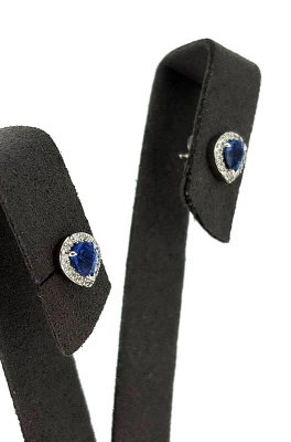 0.66ct Tanzanite & 0.16ct Diamond Stud Earrings 18ct White Gold 2.6g