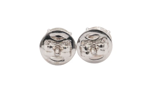 3.03ct  Natural Diamond & 18ct White Gold 7.0mm Stud Earrings 3.1g