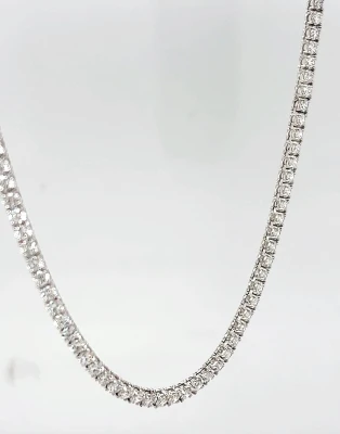 7.88ct Lab Grown Diamond & 9ct White Gold 2.5mm Tennis Necklace 17 Inch ( 12.7g)