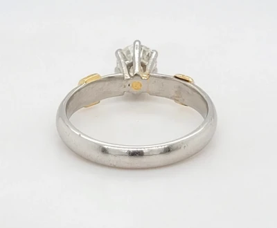 0.50ct Diamond & Platinum/18ct Gold Solitaire Ring 4.4g Size J1/2