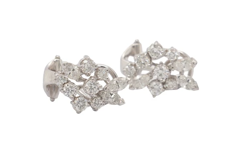 2.90ct Natural Diamond & 9ct White Gold 11.0mm Halo/Stud Earrings 3.37g