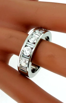 1.60ct Lab Grown & Platinum 6mm Wedding/Eternity Band 20.6g