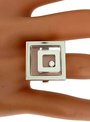 Chopard Happy Spirit Ring 0.10ct Floating Diamond & 18ct White Gold 16.7g