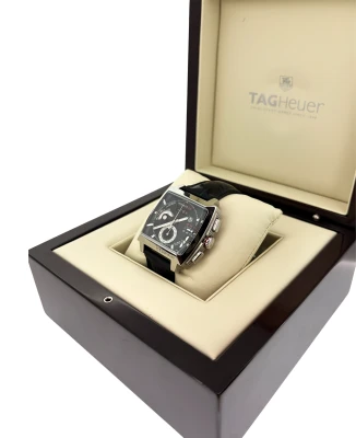 Tag Heuer Monaco Automatic Chronograph (2018 Box & Papers) Stainless Steel/Leather Model: CAL2110