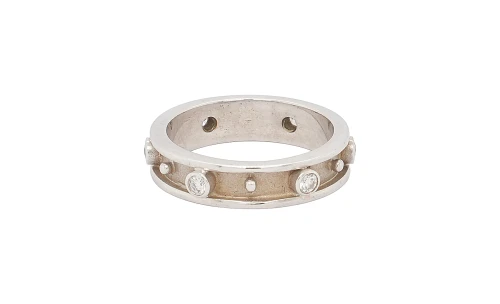 0.18ct Natural Diamond & 18ct White Gold 5.0mm Eternity/Wedding Band 4.4g
