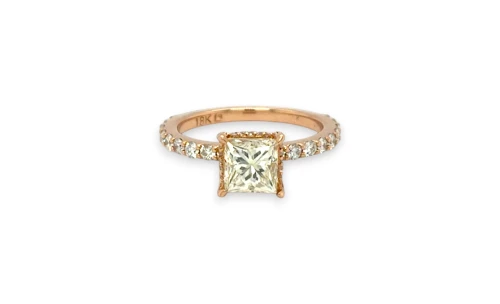 2.07ct Natural Diamond & 18ct Rose Gold Solitaire Ring ( Hidden Halo) 3.07g