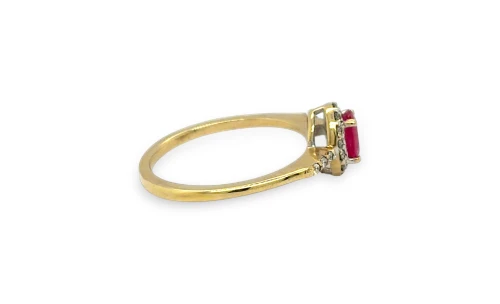 0.75ct Ruby & Diamond Halo Ring 9ct Gold 2.1g Size N