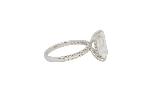 3.32ct Lab Grown Radiant Cut Diamond & Platinum Solitaire Ring (Hidden Halo) 4.47g
