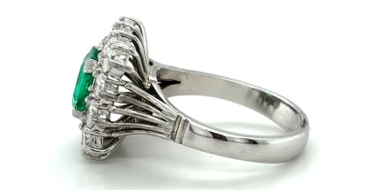 1.50ct Emerald & 1.80ct Diamond Dress Ring -18ct White Gold 9g