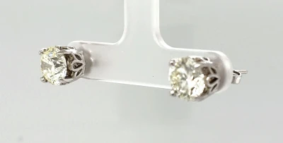 4.04ct Diamond & 18ct White Gold Solitaire Stud Earrings 4.9g