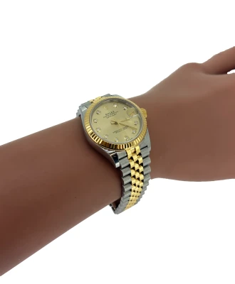 Rolex 31mm Datejust 18ct Gold/Stainless Steel Diamond Dial 2021 Box & Papers