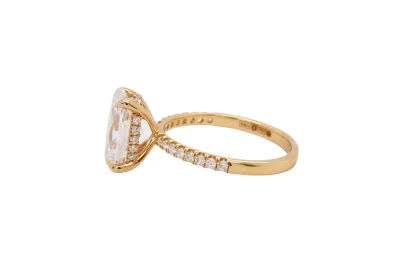 3.30ct Lab Grown Diamond & 18ct Gold Solitaire ( Hidden Halo ) 3.70g