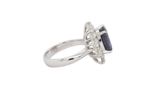 6.82ct Natural Sapphire & Diamond 18mm Cluster/Dress Platinum Ring 9.9g