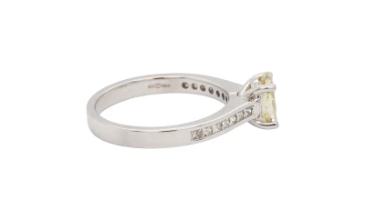 0.99ct Natural Yellow/White Diamond & 18ct White Gold Solitaire Ring 3.3g