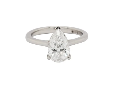 2.04ct Lab Grown Pear Shape Diamond & Platinum Solitaire Ring 5.78g