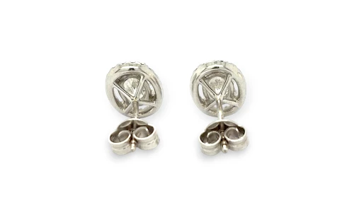 2.00ct Natural Diamond & 18ct White Gold Oval Halo Stud Earrings (10.3 x 8.0mm) 2.5g