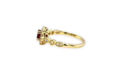0.66ct Natural Ruby & Diamond Halo Ring 9ct Gold 2.33g