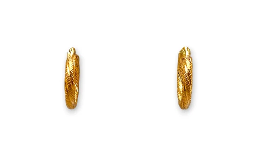 9ct Gold 21mm Frosted Twisted Hoop Earrings 1.1g