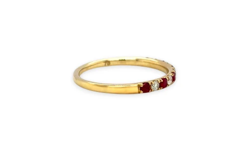 0.46ct Natural Ruby & Diamond Wedding/Eternity Band 9ct Gold 1.5g