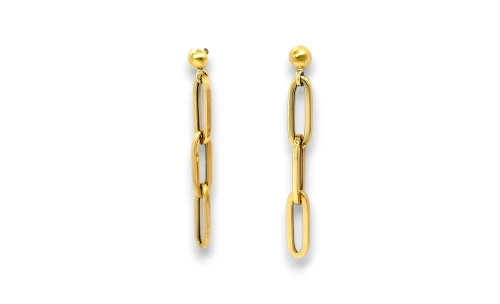 9ct Gold Paper Clip Drop Earrings 1.2g