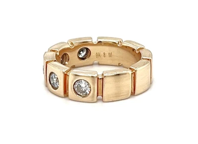 0.75ct Diamond & 9ct Rose Gold 6mm Section Band 9.2g