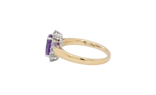 1.10ct Amethyst & 0.31ct Diamond Ring -18ct Gold 3.93g