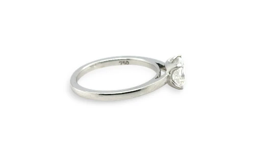 0.92ct Natural Asscher Cut Diamond & 18ct White Gold Solitaire Ring 2.9g