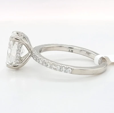 2.40ct Lab Grown Diamond & Platinum Solitaire (Hidden Halo) 5.2g Size M