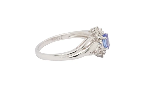 0.25ct Tanzanite & Diamond 18ct White Gold Dress Ring 3.3g